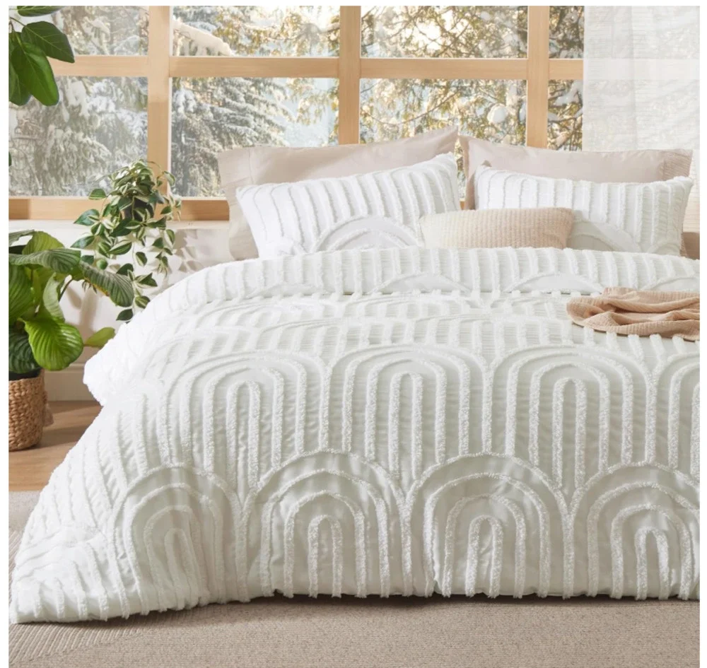 Bedsure Boho Tufted Queen Comforter Set - White Boho Bedding Comforter Sets, 3 P